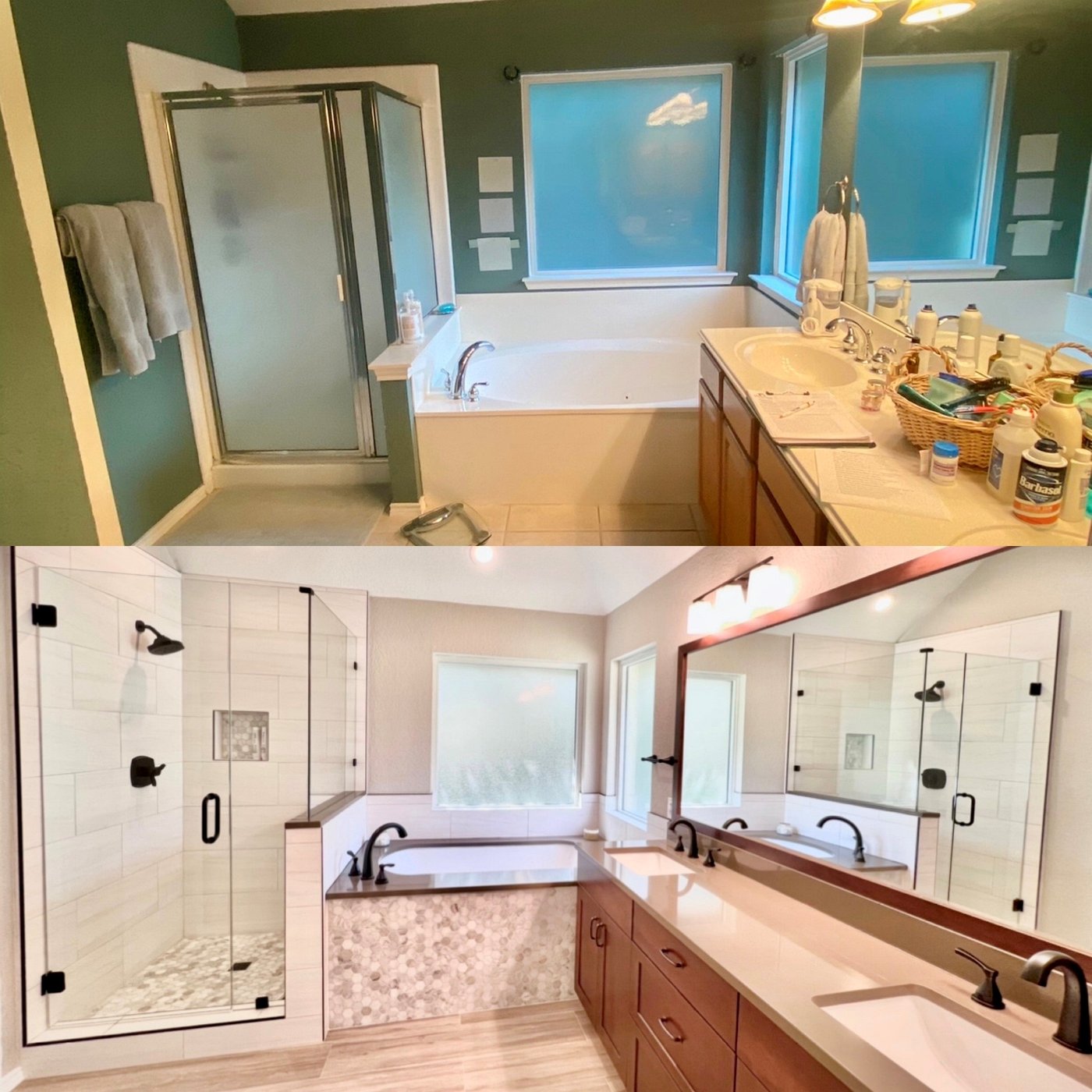 Bathroom rebuilt with a tiled walk-in shower